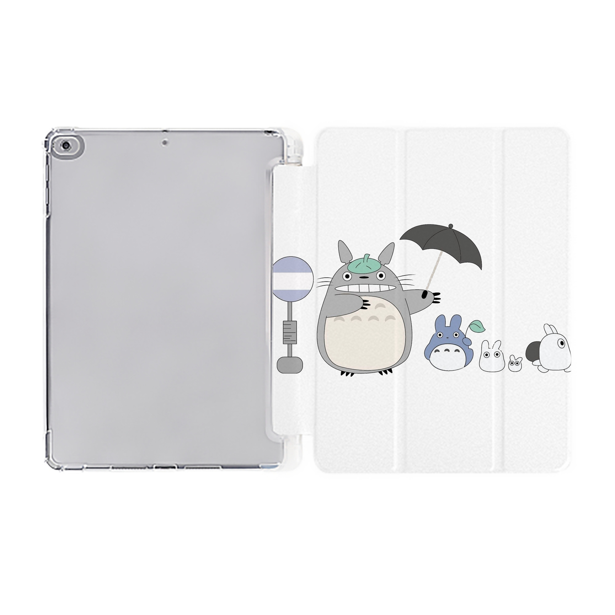 （画像用） となりのトトロ 草壁メイ 草壁サツキ My Neighbor Totoro Satsuki Kusakabe Mei Kusakabe IPad ケース ペン収納付き 三つ折りスタンド PUレザー×シリコン 対応機種9.5/10.5/10.9インチ